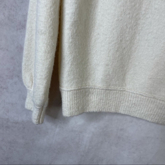 Free People Echo Beach Knit Fold Over Turtleneck Cowl Soft Sweater Ivory Size XS - Picture 4 of 11